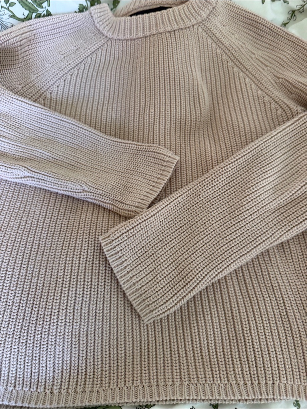 Jenni Kayne Classic Crewneck fisherman Knit Sweater in Light Beige - Picture 4 of 4